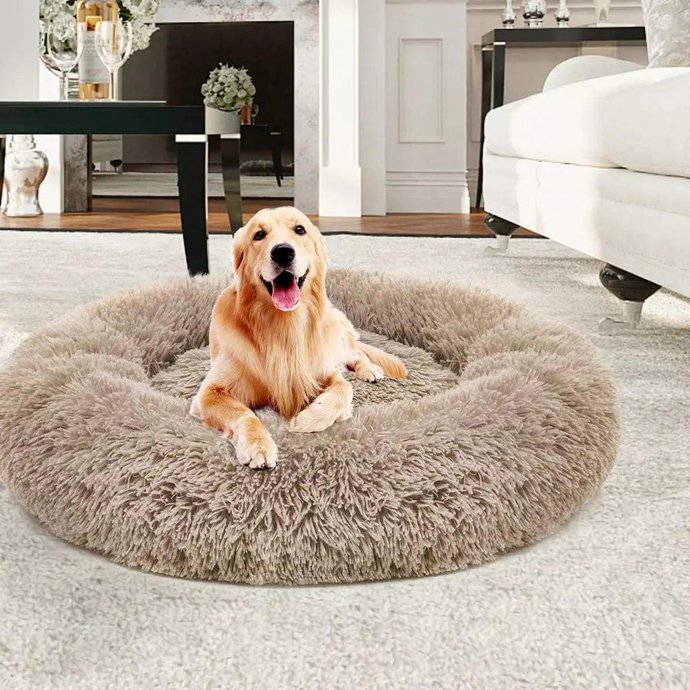 Lit Rond pour Animaux de Compagnie Extra-Large, Niche Respirante, Maisons Solides pour Grands Chiens et Chats, Sac de Couchage Antidérapant en Peluche