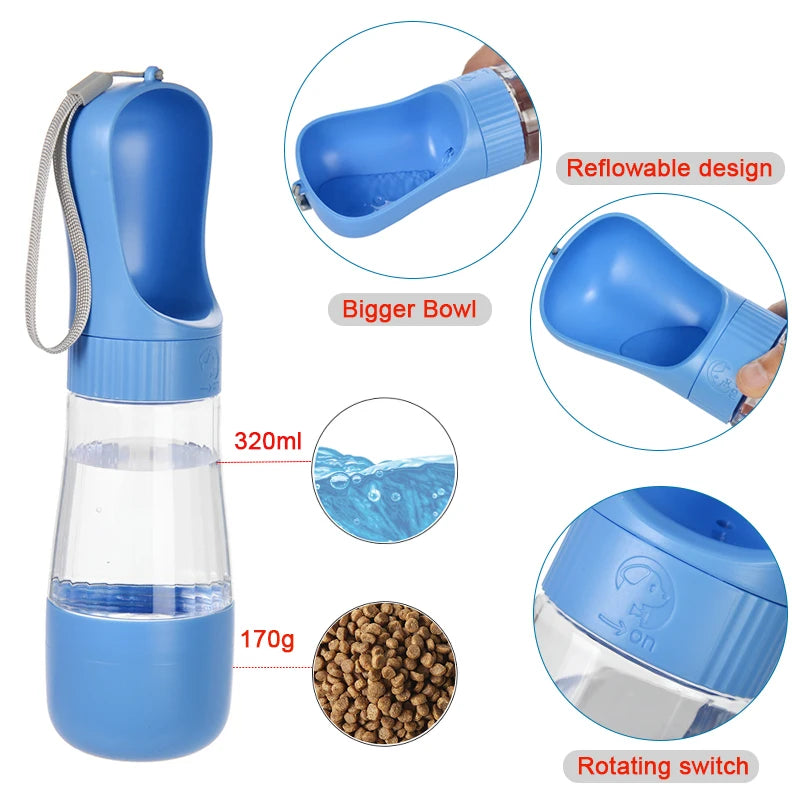 🐾 Bouteille d’Eau & Gamelle 2-en-1 pour Chiens et Chats – Portable & Étanche