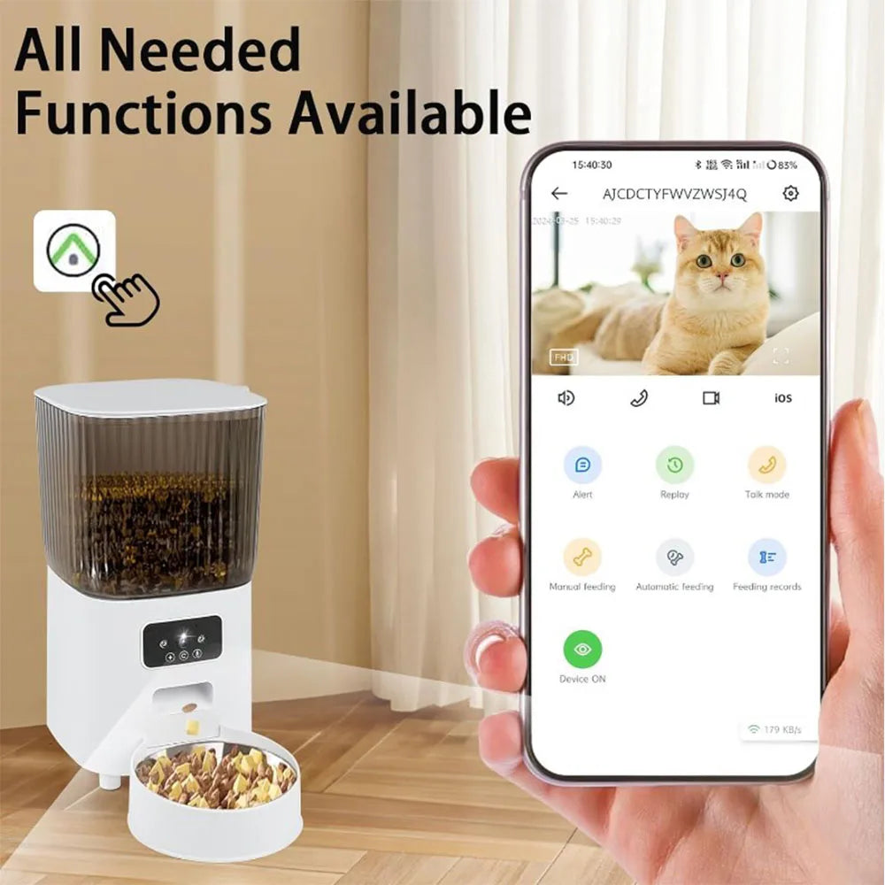 🐾 Mangeoire Connectée 5L pour Chats – Programmation via App, Caméra HD & Audio Interacti