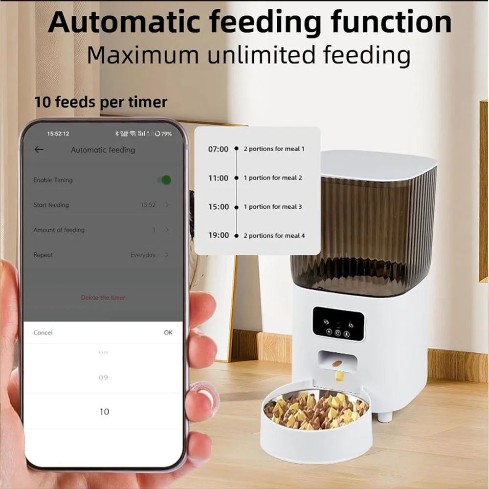 🐾 Mangeoire Connectée 5L pour Chats – Programmation via App, Caméra HD & Audio Interacti