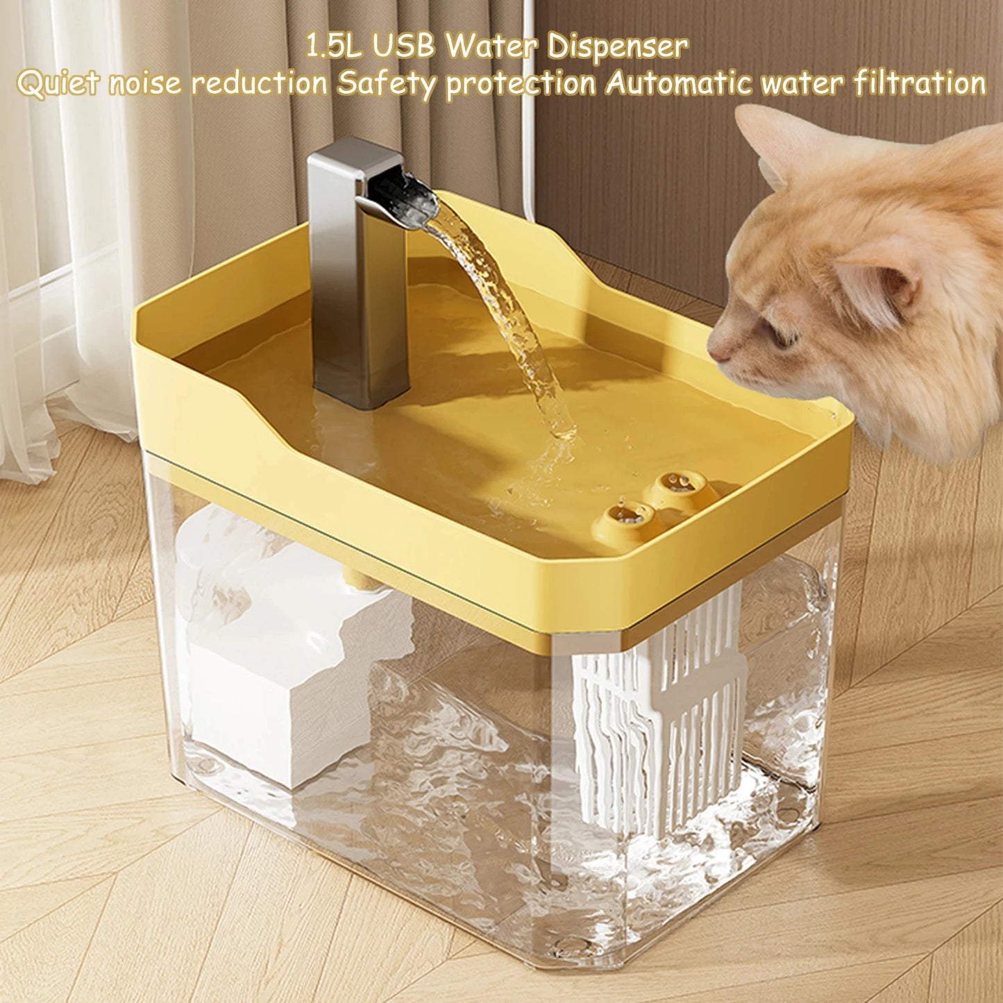 Distributeur d’Eau Automatique 1,5 L – Fontaine Silencieuse & Moderne pour Chats et Petits Chiens
