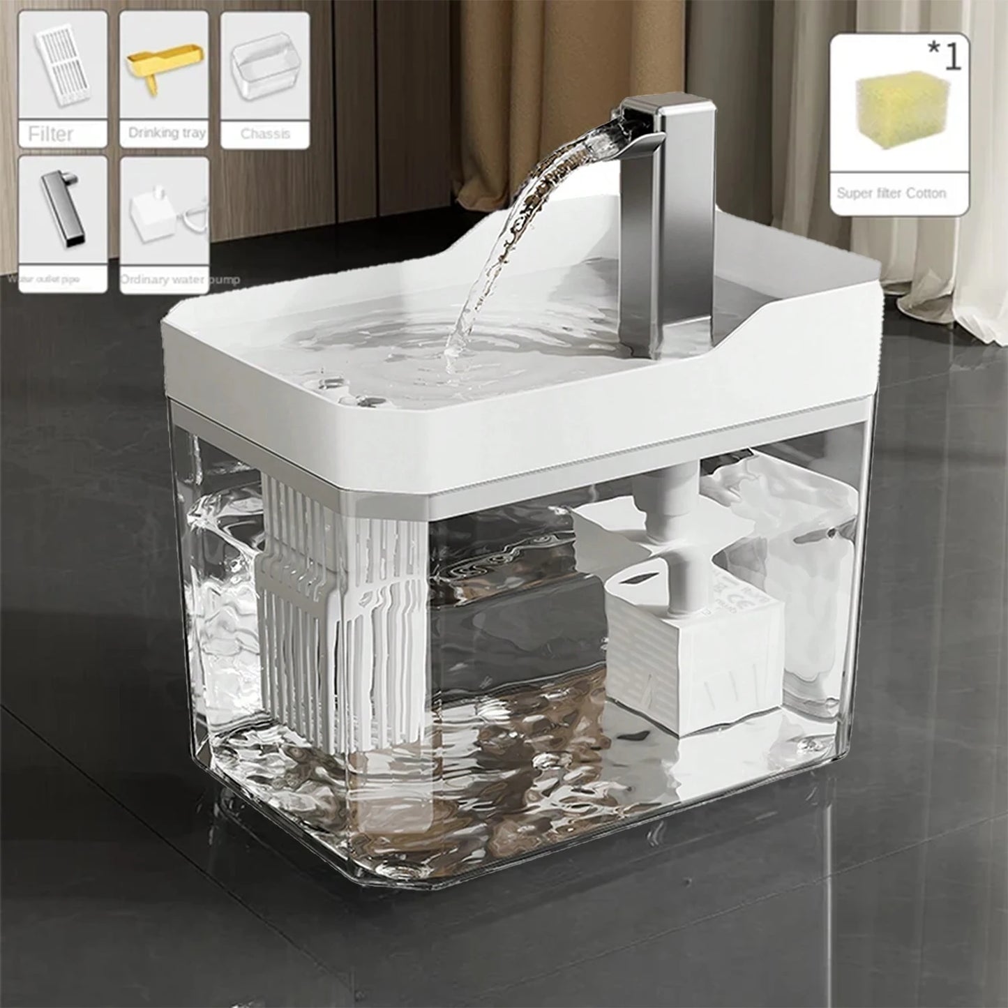 Distributeur d’Eau Automatique 1,5 L – Fontaine Silencieuse & Moderne pour Chats et Petits Chiens