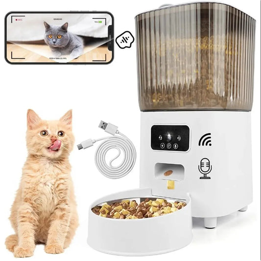 🐾 Mangeoire Connectée 5L pour Chats – Programmation via App, Caméra HD & Audio Interacti