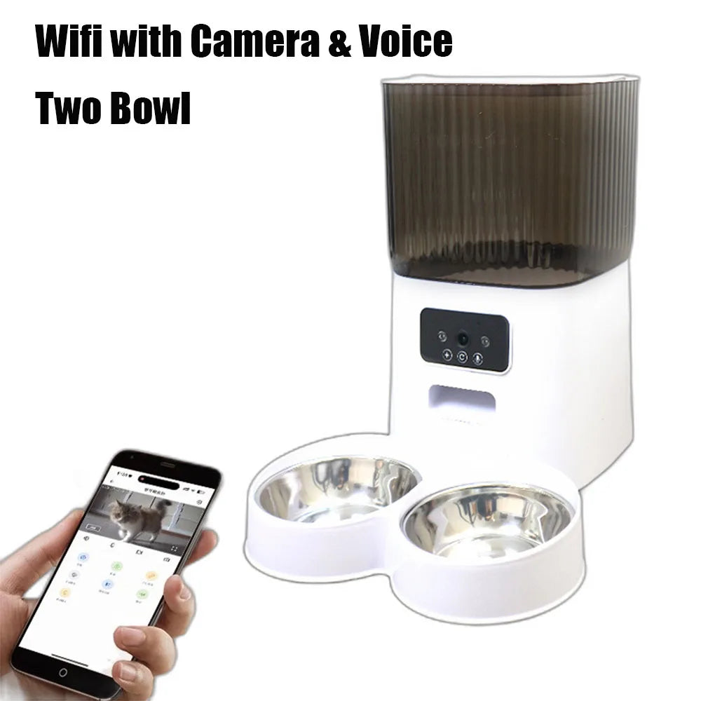🐾 Mangeoire Connectée 5L pour Chats – Programmation via App, Caméra HD & Audio Interacti