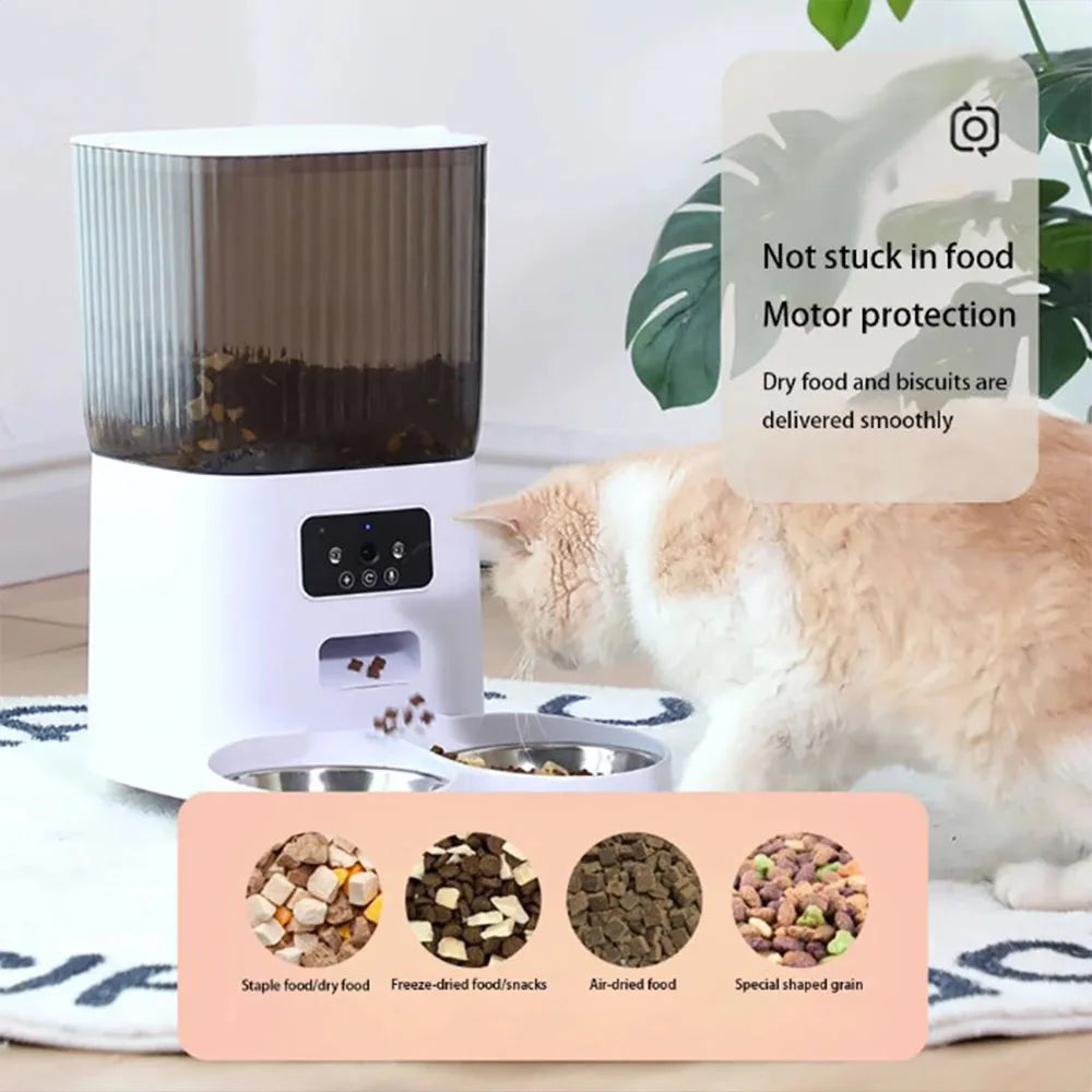 🐾 Mangeoire Connectée 5L pour Chats – Programmation via App, Caméra HD & Audio Interacti