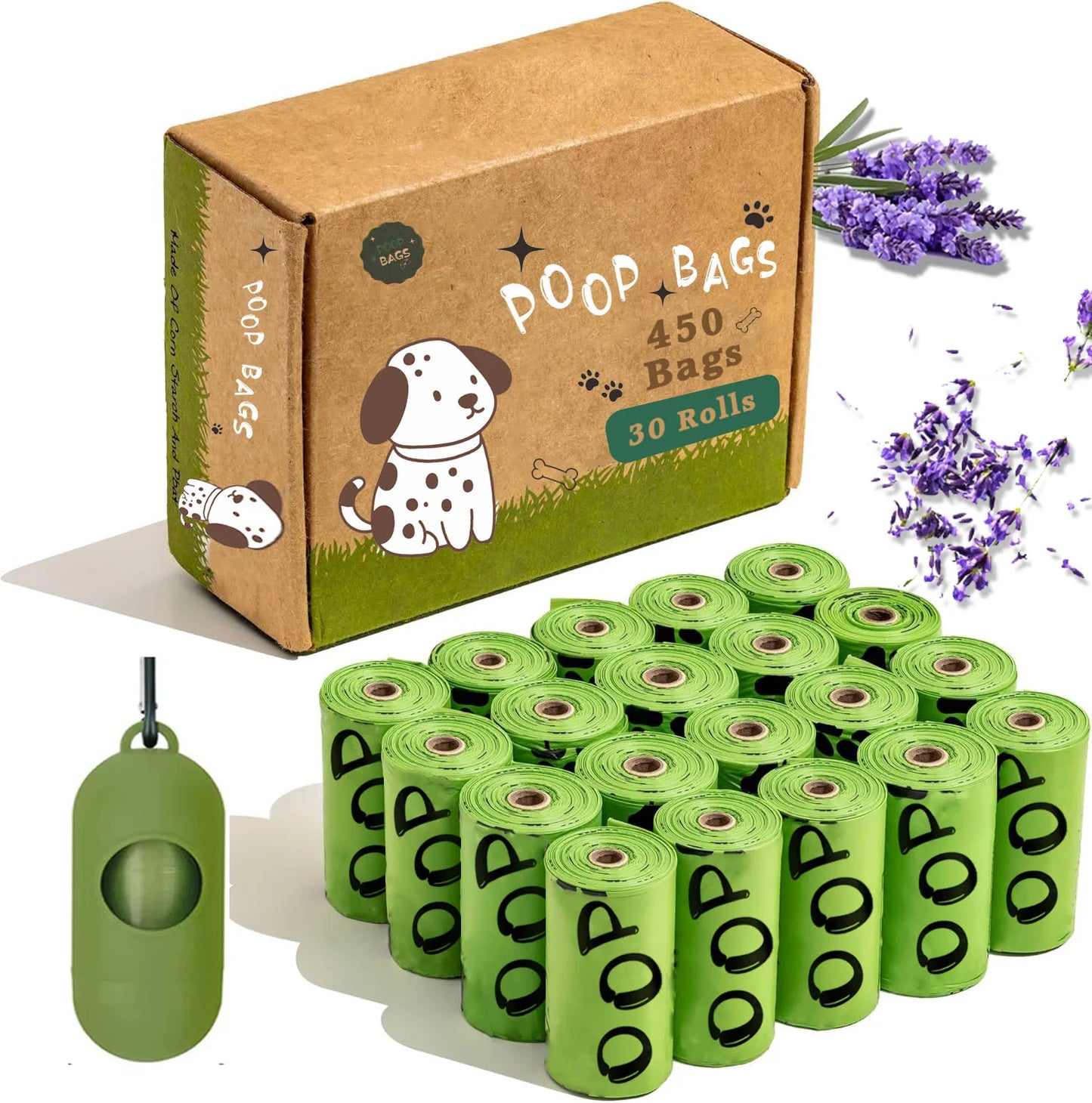 💩 Sacs à Déjections Canines Biodégradables à la Lavande – Écologiques & Ultra-Résistants + Distributeur Inclus
