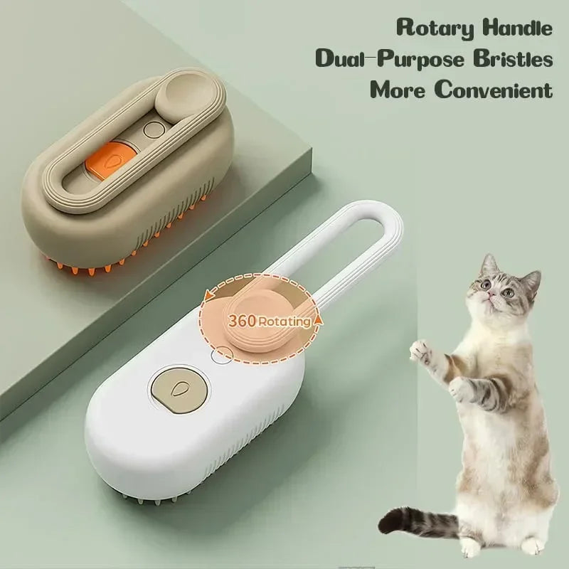 ✨ Brosse Vapeur Électrique 3-en-1 – Pour Chiens & Chats
